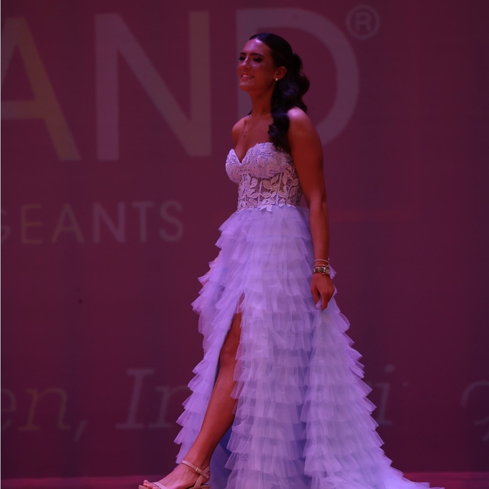 Strapless Ruffled Evening Gown